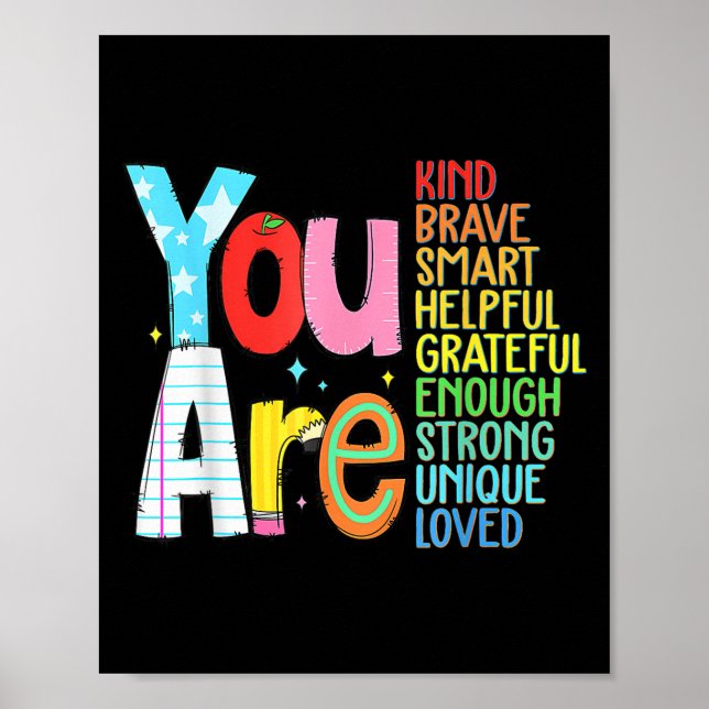 Póster You Are Smart Brave Strong Kind Loved Motivation T (Frente)