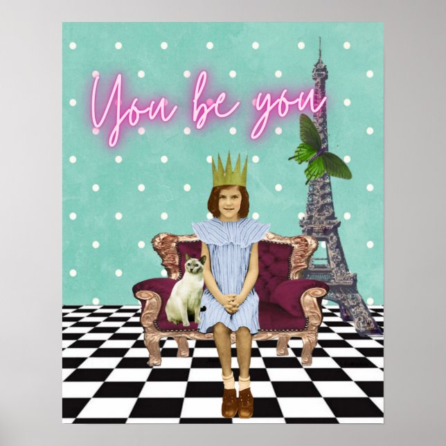 Póster You Be You Empowering Girl Pop Art (Frente)