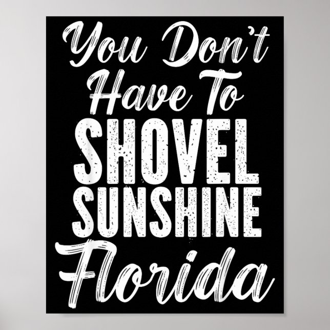 Póster You Don't Have To Shovel Sunshine Funny Florida Va (Frente)