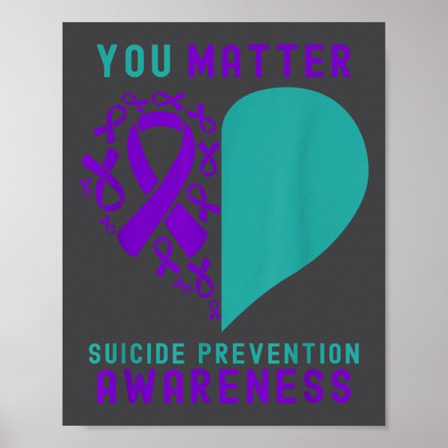 Póster You - Heart &amp; Ribbon Design Suicide Prevention (Frente)