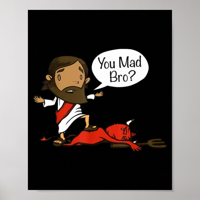 Póster You Mad Bro - Funny Christian Jesus And Devil  (Frente)