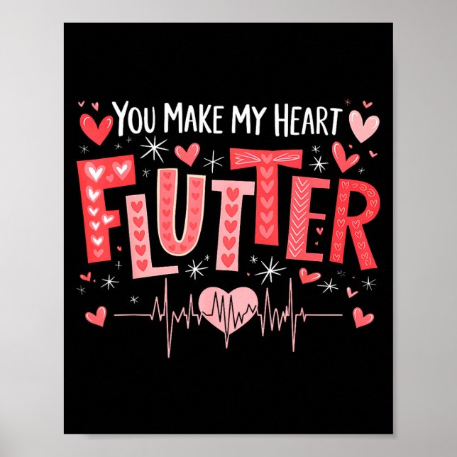 Póster You Make My Heart Flutter Cardiac Nurse Valentine  (Frente)