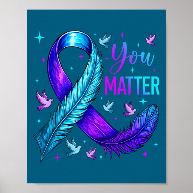 Póster You Ribbon Bird Suicide Prevention Awareness  (Frente)