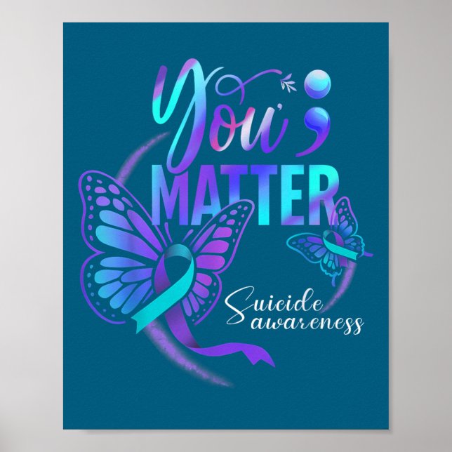 Póster You Ribbon Butterfly Suicide Awareness Women Men  (Frente)