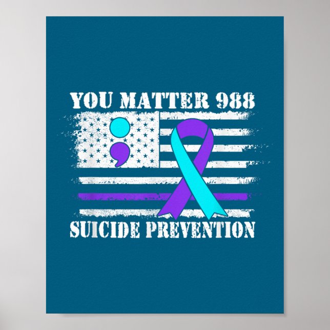 Póster You Semi Colon 988 Suicide Prevention Awareness  (Frente)
