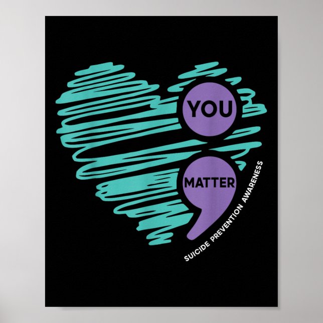 Póster You Semicolon Suicide Prevention Awareness Month  (Frente)