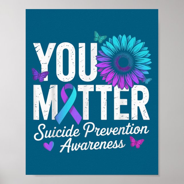 Póster You Suicide Prevention Awareness Teal &amp; Purple (Frente)