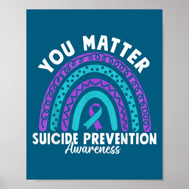 Póster You Suicide Prevention Awareness Teal &amp; Purple (Frente)