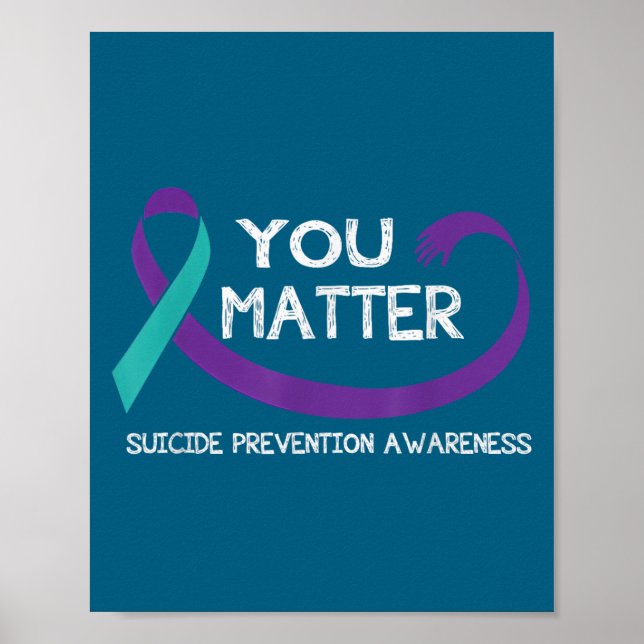 Póster You Suicide Prevention Awareness Teal Purple Hand  (Frente)