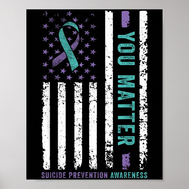 Póster You Teal &amp; Purple Ribbon Suicide Prevention Aw (Frente)