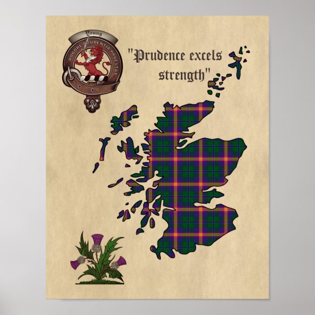 Póster Young Clan Badge y Tartán Poster 11x14 (Frente)