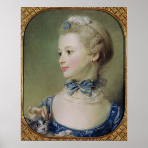 Póster Young Girl with a Cat