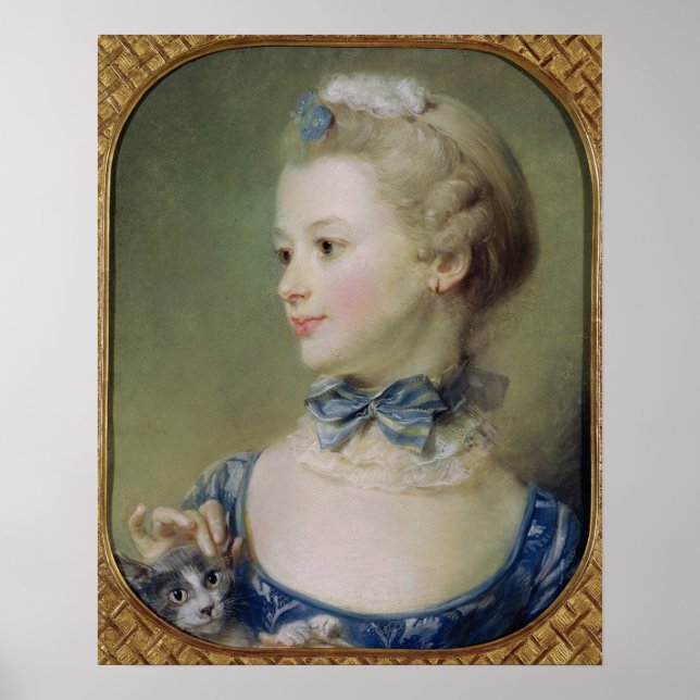 Póster Young Girl with a Cat (Frente)