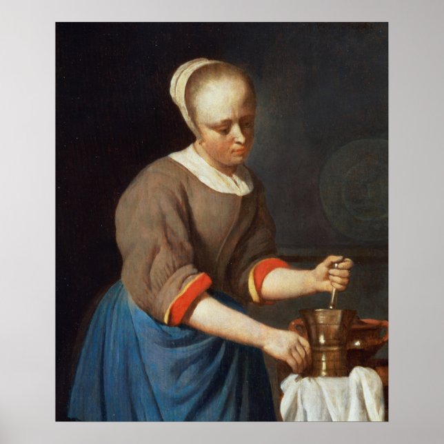 Póster Young girl with a pestle and mortar (Frente)