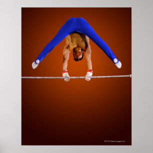 Póster Young man practicing on the horizontal bar