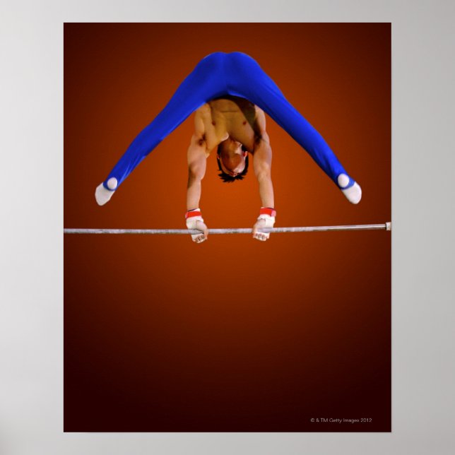 Póster Young man practicing on the horizontal bar (Frente)