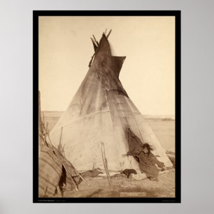 Póster Young Oglala Indian Outside Tipi SD 1891