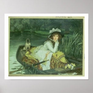 Póster Young Woman in a Boat, or Reflections, c.1870 (oil