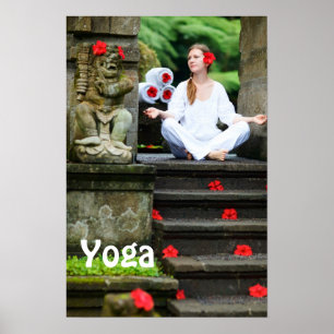 Póster Young woman practices yoga