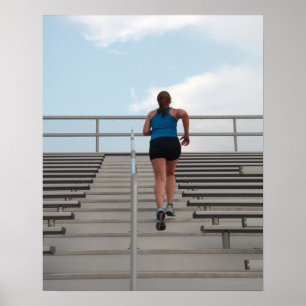 Póster young woman running up steps