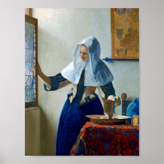 Póster Young Woman with a Water Pitcher by Vermeer (Frente)