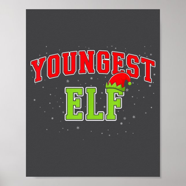 Póster Youngest Elf Christmas Family Matching Group Xmas  (Frente)