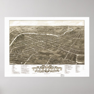 Póster Youngstown Ohio 1882 Antique Panoramic Map