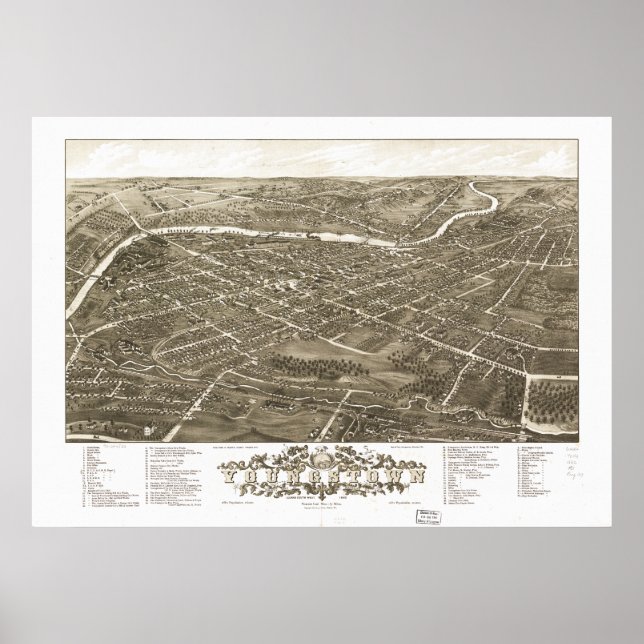 Póster Youngstown Ohio 1882 Antique Panoramic Map (Frente)