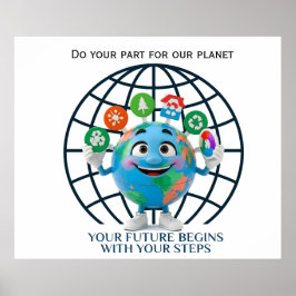 Póster Your Future Your Steps Earth Day Sustainability