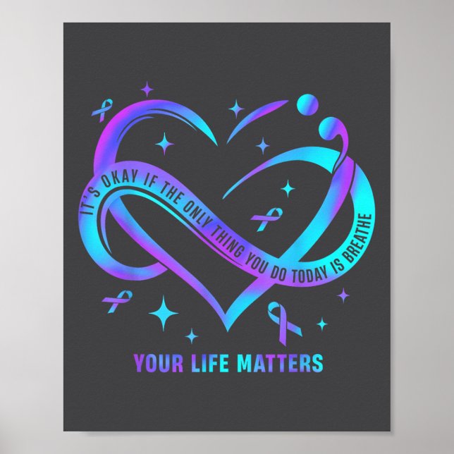 Póster Your Life S Suicide Prevention Teal Purple Heart R (Frente)