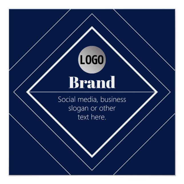 Póster Your Logo & Customizable Modern Design | Navy Blue (Anverso)