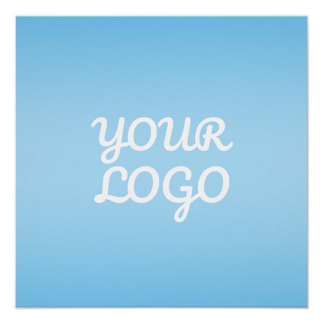 Póster Your Logo & Modern Simple Ombre | Light Blue (Anverso)