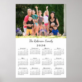 Póster Your Photo and Name Custom 2026 Calendar