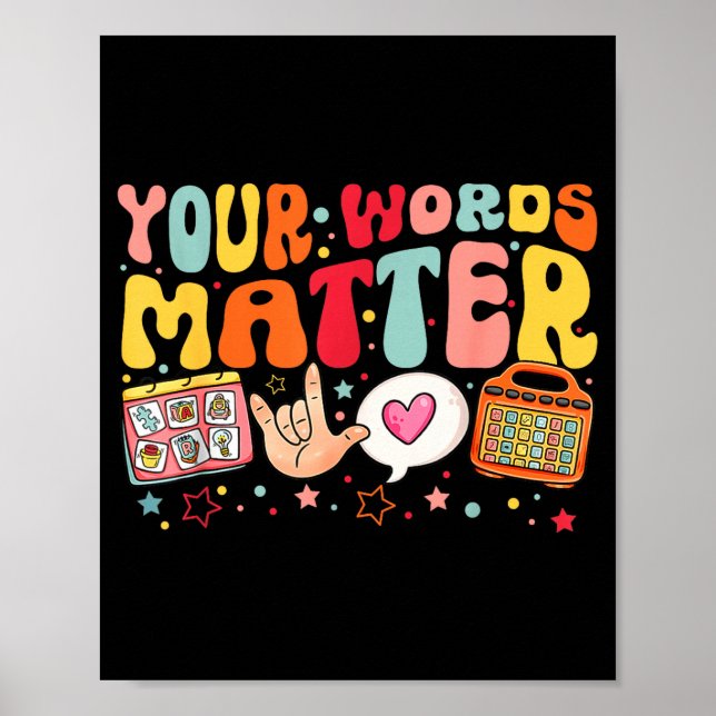 Póster Your Words Speech Therapy Language Pathologist Slp (Frente)