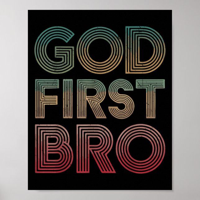 Póster Youth Boy God First Bro Funny Christian God Brothe (Frente)