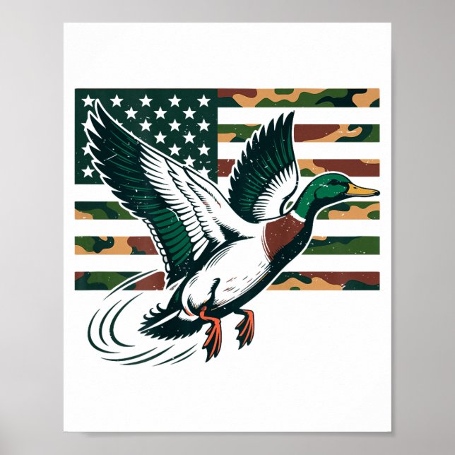 Póster Youth Camo Mallard Duck Hunting Camouflage America (Frente)