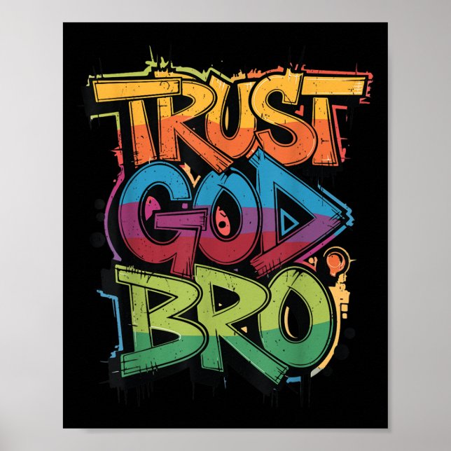 Póster Youth Trust God Bro Funny Christian Boy Son Brothe (Frente)