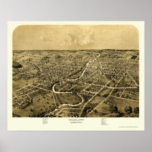 Póster Ypsilanti, mapa panorámico del MI - 1868