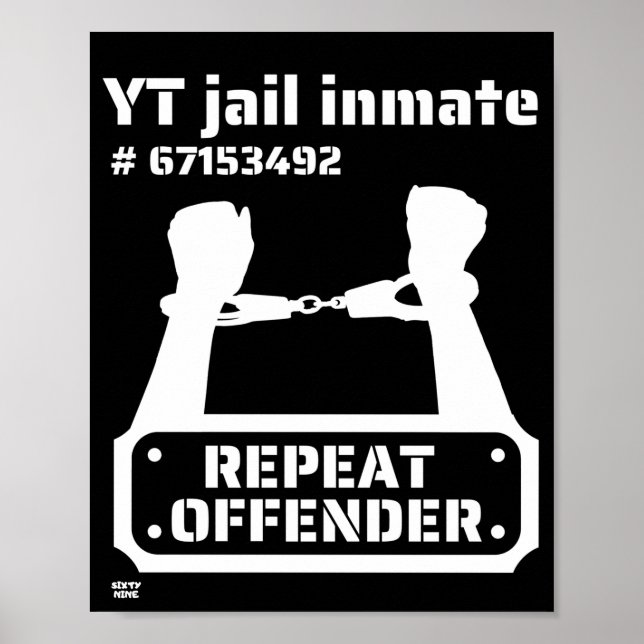 Póster "YT JAIL INMATE" gracioso preso (Frente)