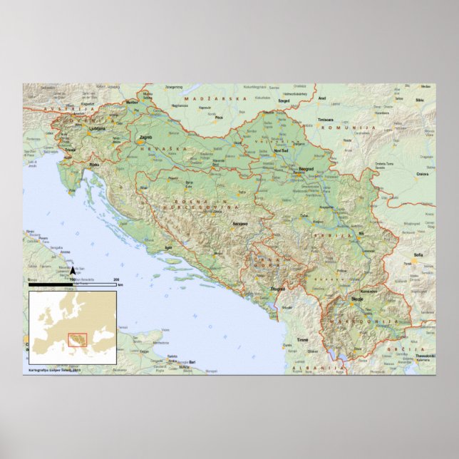 Póster YU mapa slovenski (Frente)