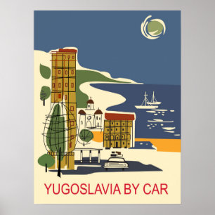 Póster Yugoslavia en coche