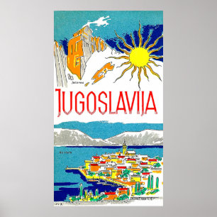 Póster Yugoslavia, mar Adriático, poster de viajes vintag