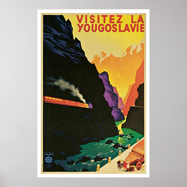 Póster Yugoslavia, Yougoslavie Vintage Travel (Frente)