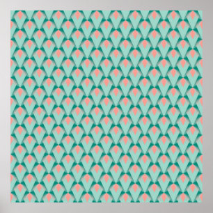 Póster Yukka Rosa Y Patrón Art Déco Verde