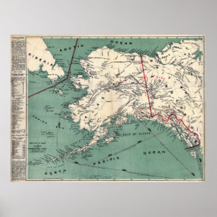 PÓSTER YUKON KLONDIKE GOLD RUSH MAP 1897