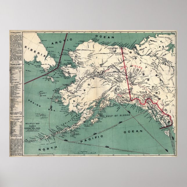 PÓSTER YUKON KLONDIKE GOLD RUSH MAP 1897 (Frente)