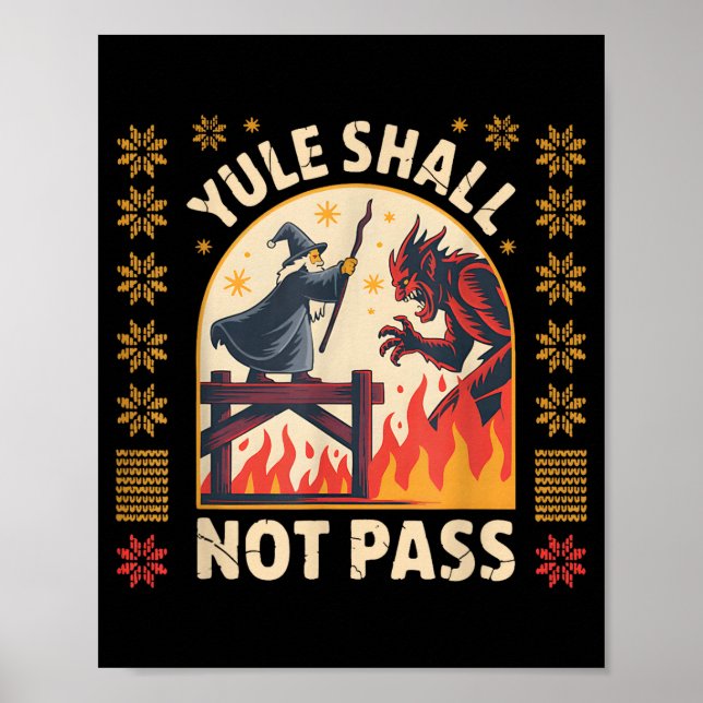 Póster Yule Shall Not P Fantasy Krampus Holiday Pun Funny (Frente)