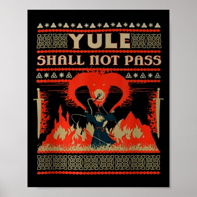 Póster Yule Shall Not P Fantasy Wizard Holiday Pun  (Frente)