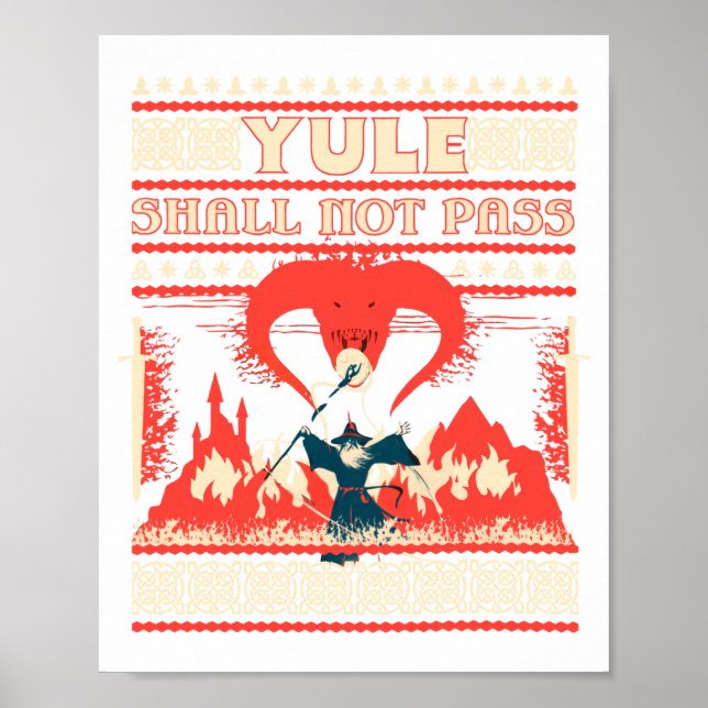 Póster Yule Shall Not P Fantasy Wizard Holiday Pun Funny  (Frente)