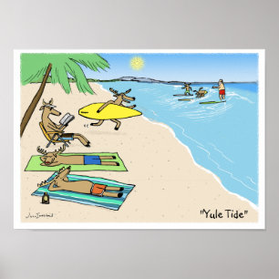 Póster "Yule Tide" - Vacaciones de Santa y Reno en la Pla